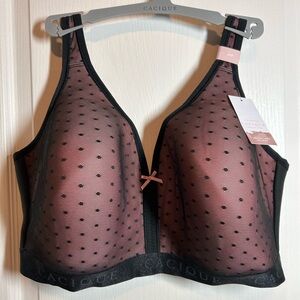 Cacique Black and Pink Polka Dot Bra -size 40F NWT